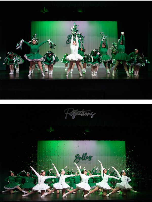 Dance photography capturing a dancer in motion with expressive pose and dramatic stage lighting.