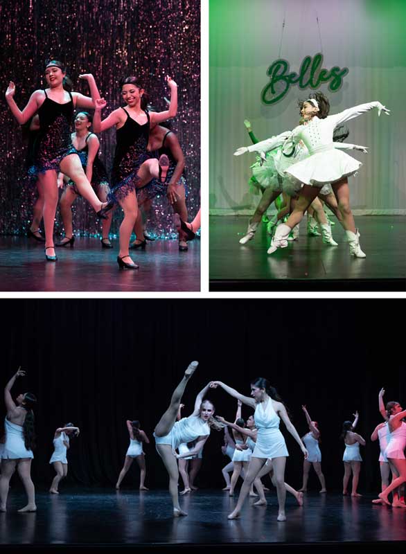 Dance photography capturing a dancer in motion with expressive pose and dramatic stage lighting.