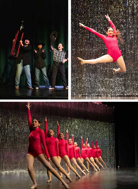 Dance photography capturing a dancer in motion with expressive pose and dramatic stage lighting.