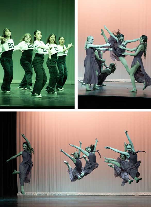 Dance photography capturing a dancer in motion with expressive pose and dramatic stage lighting.