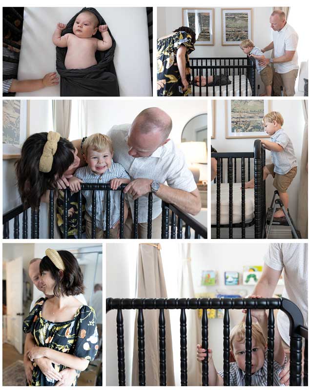 Lifestyle newborn photo collage capturing tender family moments, playful sibling joy, and cozy nursery cuddles.