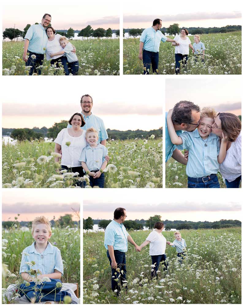Annual Photography Session family portraits in yarrow wildflower field at White Rock Lake