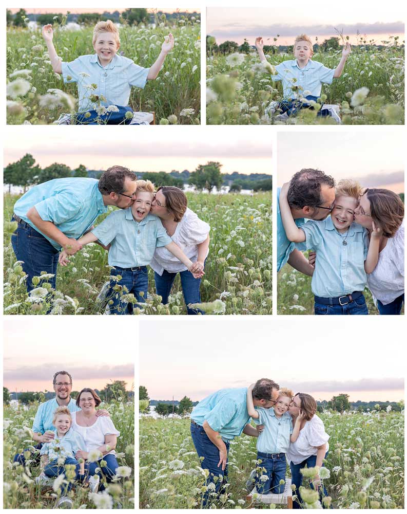 Annual Photography Session portraits in yarrow wildflower field at White Rock Lake