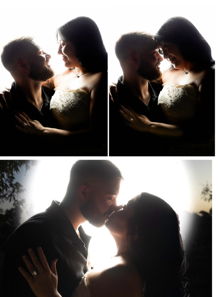 Young couple photography engagement session Outdoors at golden hour. Dallas, Texas 