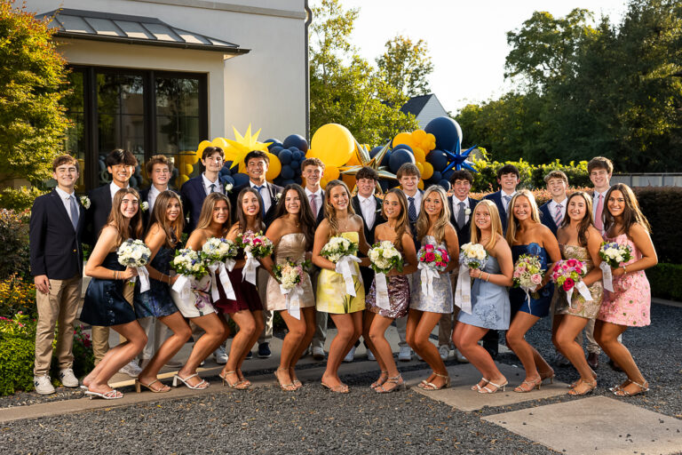 Highland Park Sophomore Homecoming group portrait in Dallas · Highland Park HOCO couples photographed before the Homecoming dance · Sophomore girls with floral dresses and Homecoming bouquets in Highland Park Dallas · Dallas Homecoming Photographer. Portraits of sophomore boys wearing boutonnieres · Parents and teens photographed before Highland Park Homecoming 2026