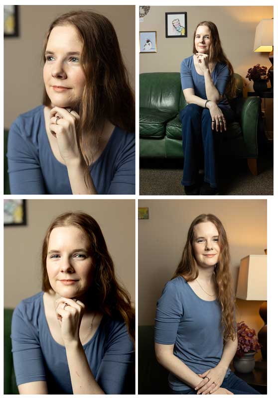 Professional therapist branding portrait photographed at Dallas office