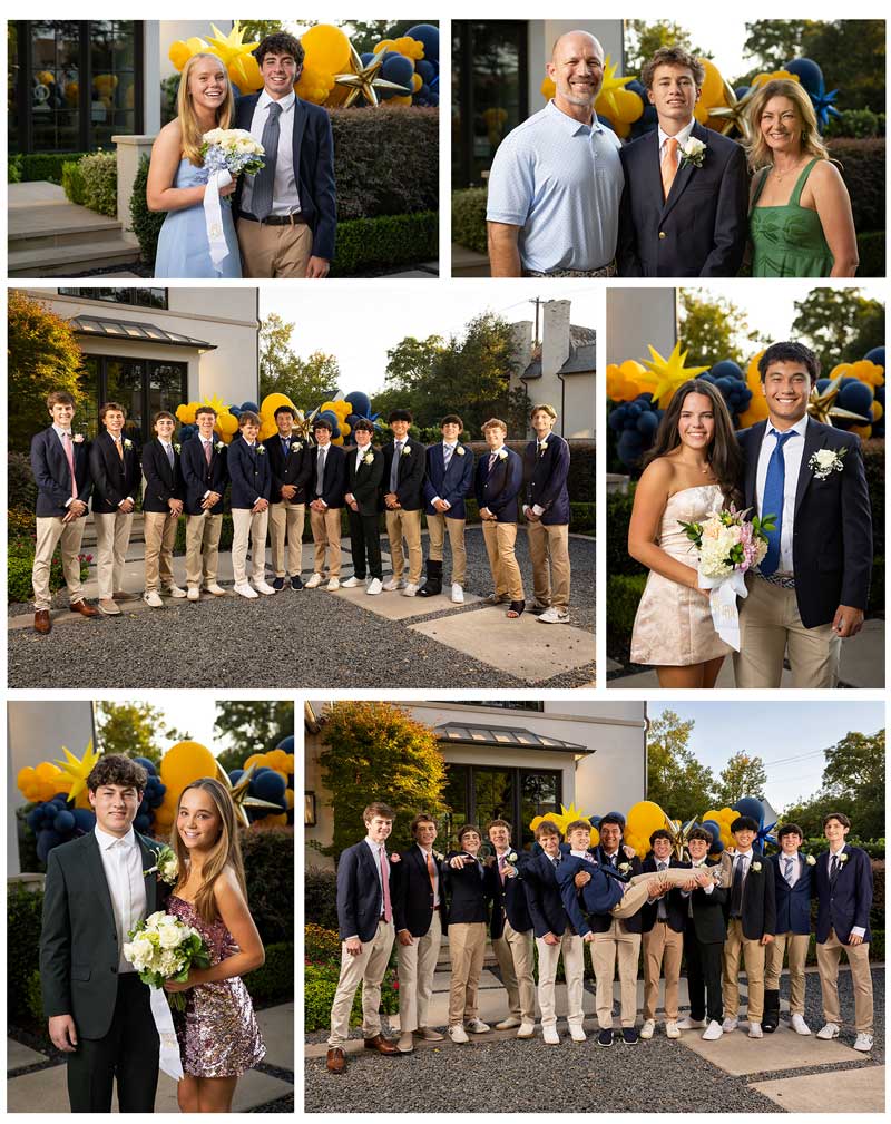 Highland Park Sophomore Homecoming group portrait in Dallas · Highland Park HOCO couples photographed before the Homecoming dance · Sophomore girls with floral dresses and Homecoming bouquets in Highland Park Dallas · Dallas Homecoming portraits of sophomore boys wearing boutonnieres · Parents and teens photographed before Highland Park Homecoming 2026