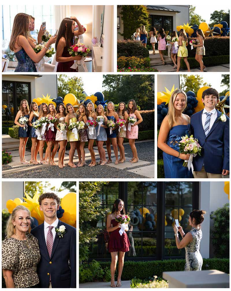 Highland Park Sophomore Homecoming group portrait in Dallas · Highland Park HOCO couples photographed before the Homecoming dance · Sophomore girls with floral dresses and Homecoming bouquets in Highland Park Dallas · Dallas Homecoming portraits of sophomore boys wearing boutonnieres · Parents and teens photographed before Highland Park Homecoming 2026